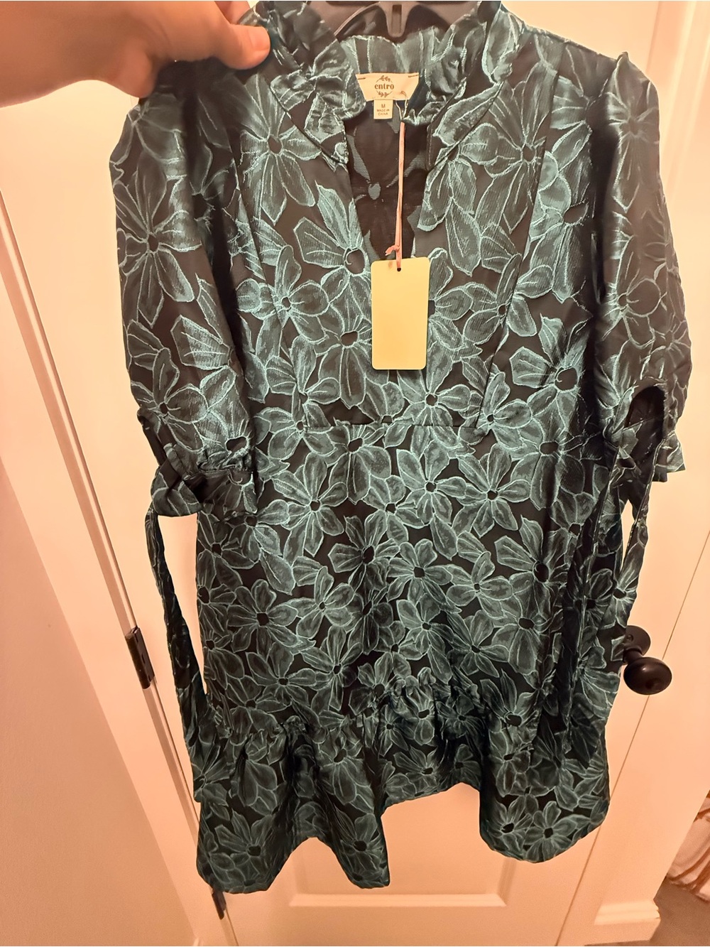 entro Teal Floral Mini Dress